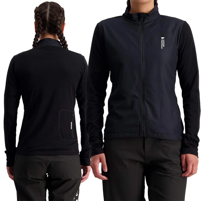 Mons Royale Redwood Wind Long Sleeve Women's Jersey - Women's L - Black