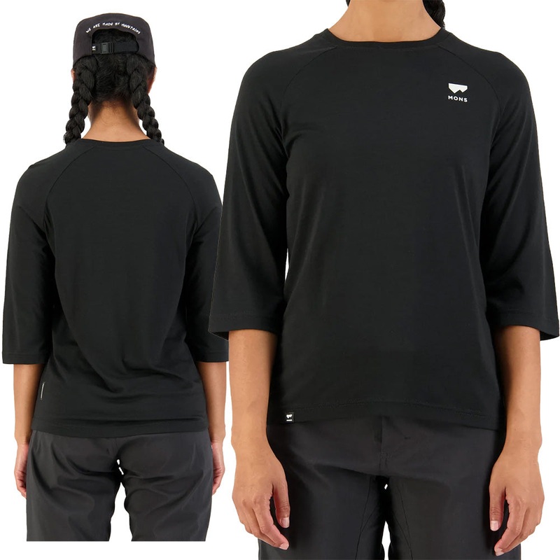 Mons Royale Tarn Merino Shift Raglan 3-4 Sleeve Women's Jersey - Women's S - Black