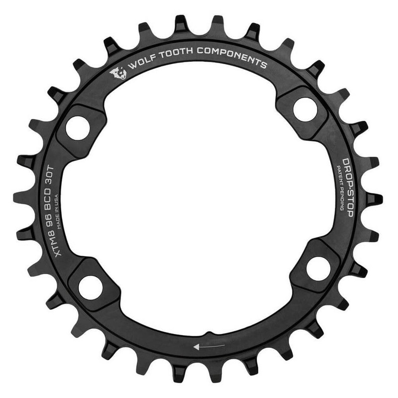 Wolf Tooth 4 Bolt Alloy Drop-Stop Chainring - 96 BCD - Shimano Asymmetrical - Round - Black - 30T