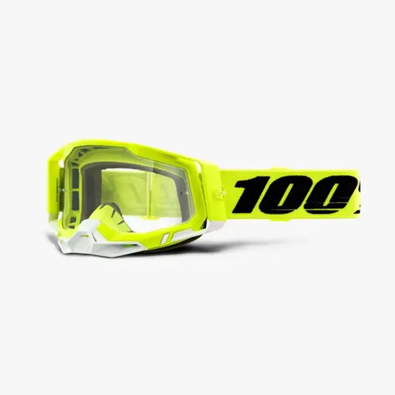 100% RACECRAFT 2 Goggle Moto/MTB Fluo Yellow with Clear Lens NEW IN BOX!