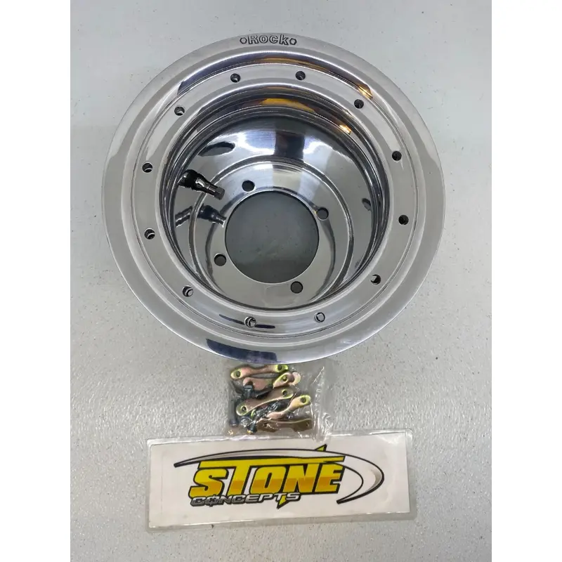 MOTOSPORT POLISHED REAR BEADLOCK WHEEL 8" 8X8 4/110 HONDA SUZUKI ROCK ATV
