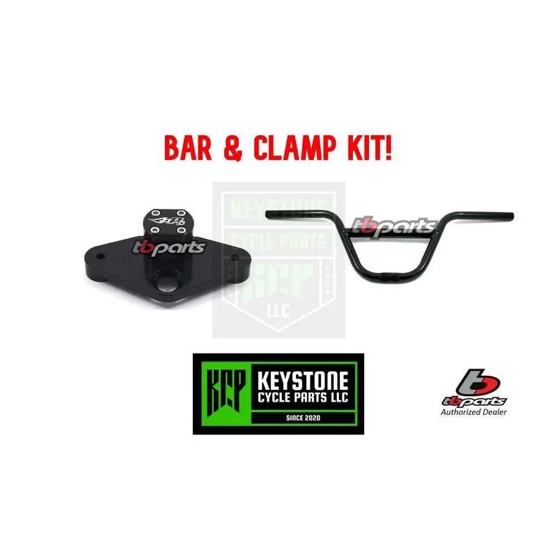TB Parts BMX Handlebars & Top Clamp Set - Black