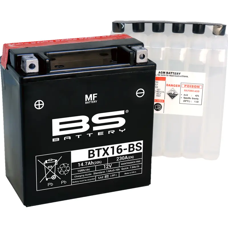 Bs battery Battery - BTX16-BS (YTX) Kawasaki/Gilera/Piaggio/Triumph/Suzuki