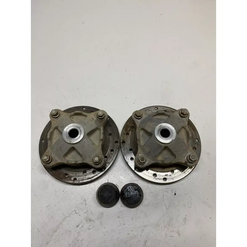 2004 04 Polaris ATP 500 4x4 atp LOT Back Rear Hub Disc Brake Rotor Dust Caps L R