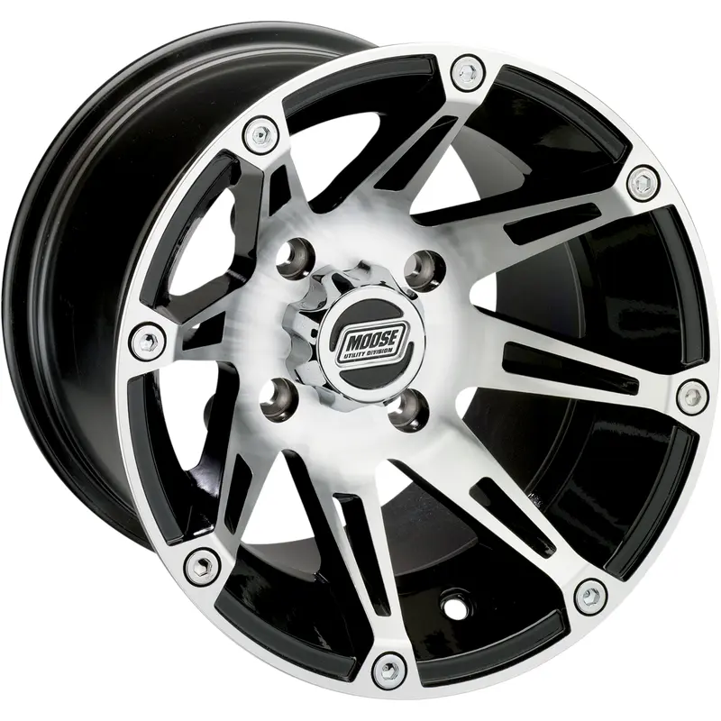 Moose offroad Wheel - 387X - Rear - Machined Black - 14x8 - 4/156 - 4 4 Polaris/Kawasaki/Yamaha