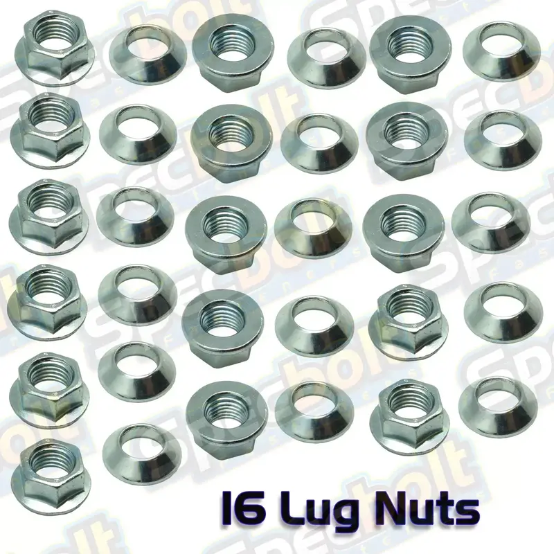 16 Specbolt ATV Wheel Lug Nut Kit Fits ATVs M10-1.25 Flange Nuts & Taper Adaptor