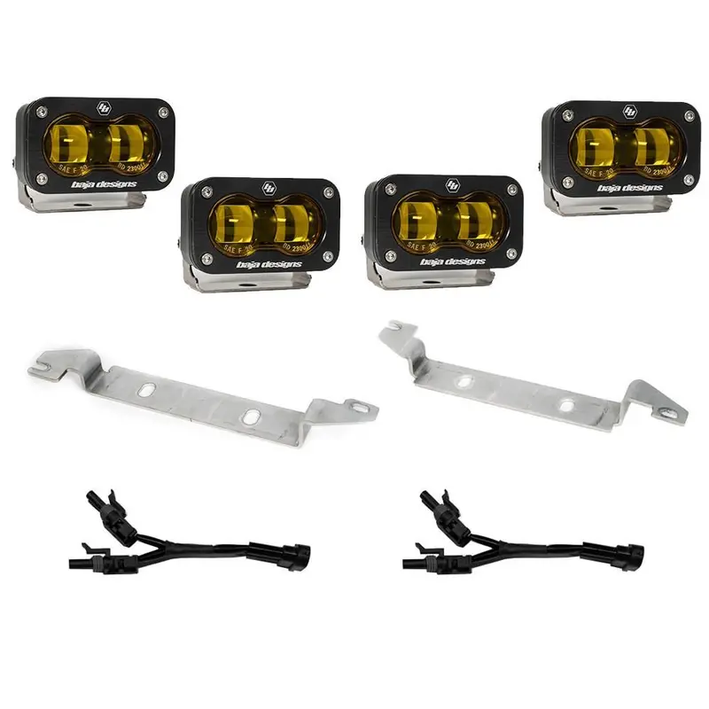 Baja Designs Fog Light Kit S2 SAE Series Spot Pattern Baja Amber Lens 448240