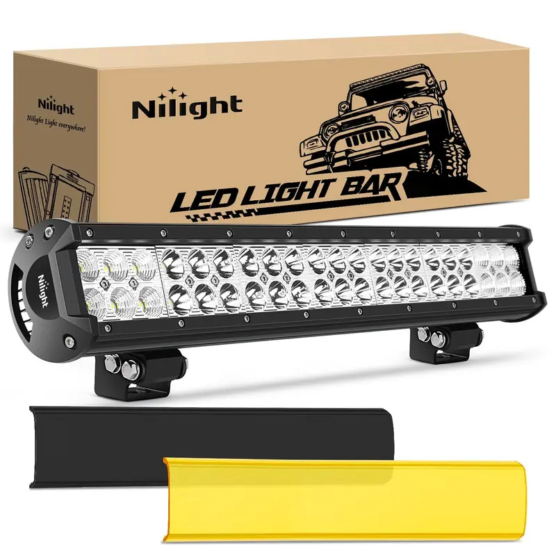 20 Inch 126W Double Row Spot Flood Led Light Bar with Amber/Black Covers