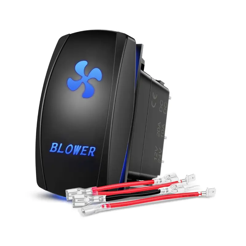 5Pin Laser On/Off SPST Blower Rocker Switch Blue