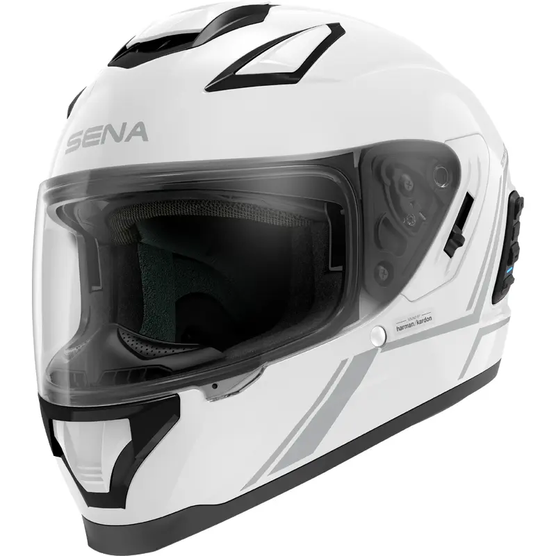 Stryker Full Face Helmet With Mesh Intercom Gloss White Md