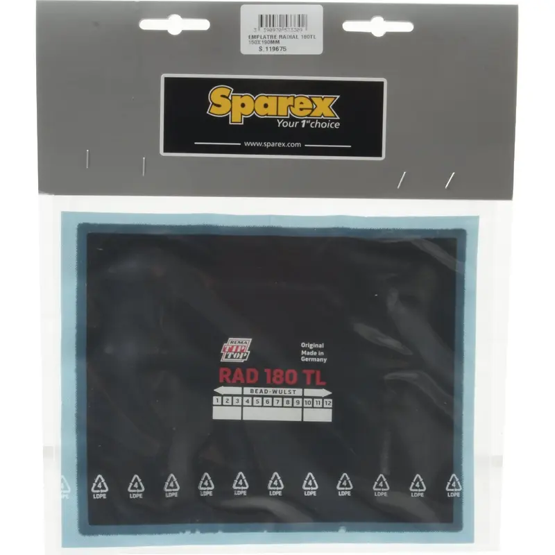 Repair Patch - Radial (180TL) 150 x 190mm | Sparex Part No.S.119675
