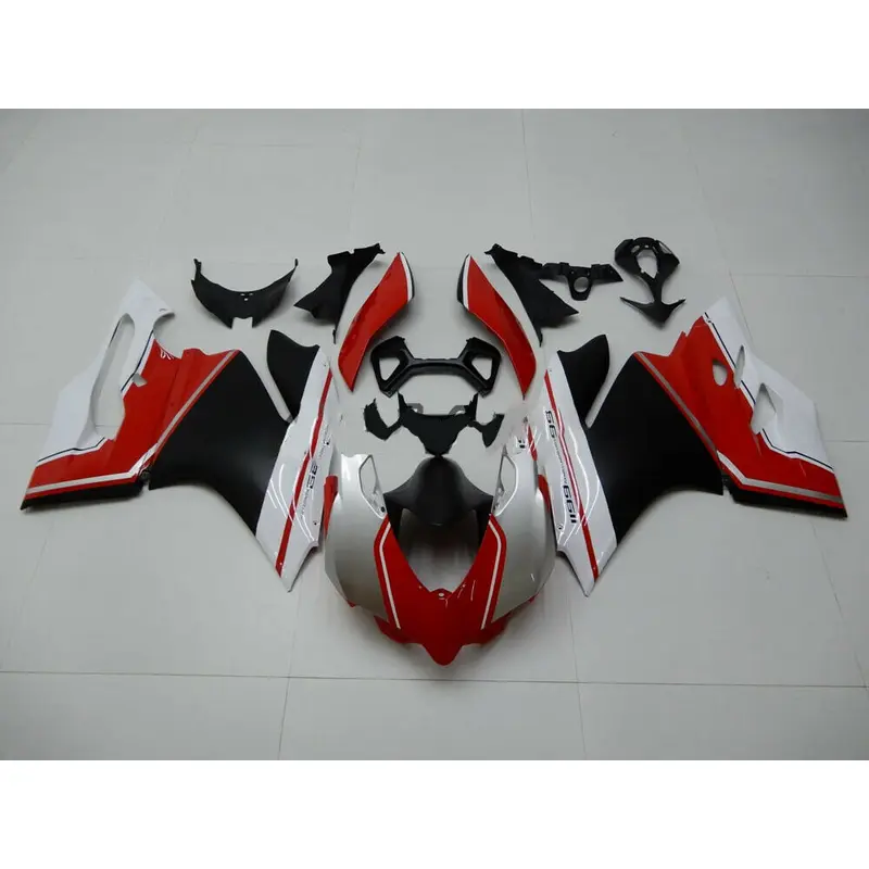 Amotopart 2012-2015 Ducati 899 Silver White Red Black Fairing Kit