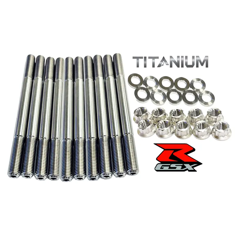 04+ GSXR600 GSX-R 600 TITANIUM Cylinder Head Studs Nuts Complete Ti Stud Kit