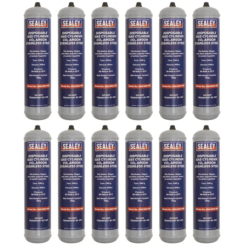 Gas Cylinder Disposable Carbon Dioxide/Argon 100g - Box of 12 - MIG/MIX/100/12