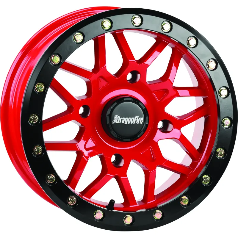 DragonFire Racing Typhon Wheel 15X7 4/156 5+2 +10 Machined Red