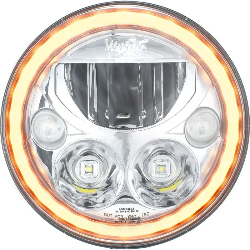 7 " XMC Motorcycle LED Headlight Chrome | Amber Halo