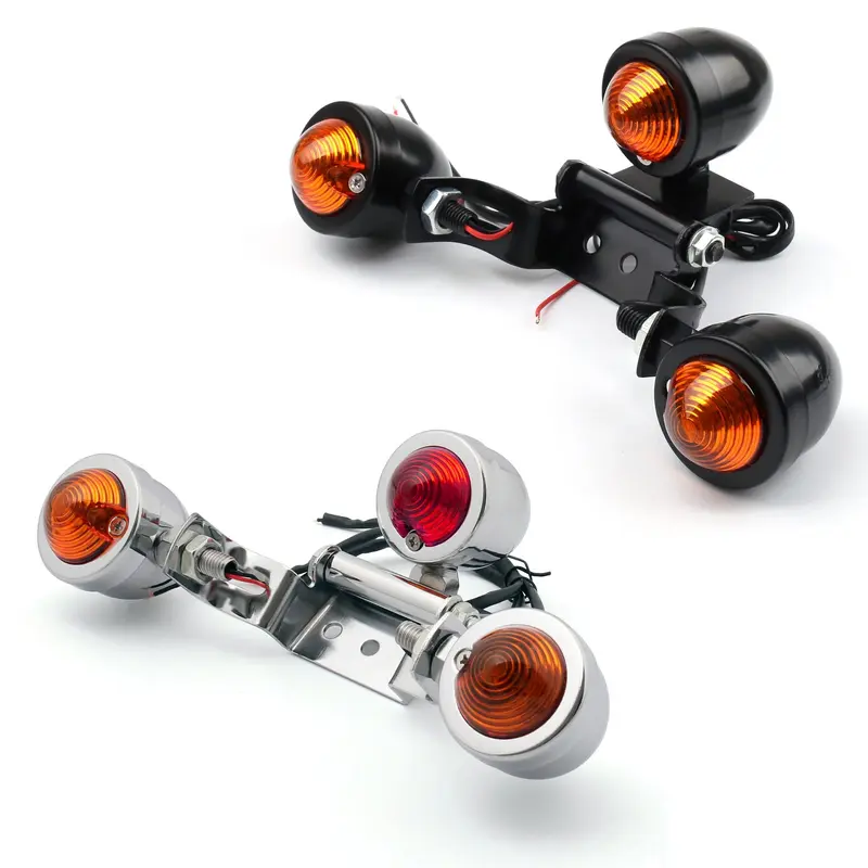 Universal Motorcycle Mount License Plate Bracket Taillight Brake Light Black