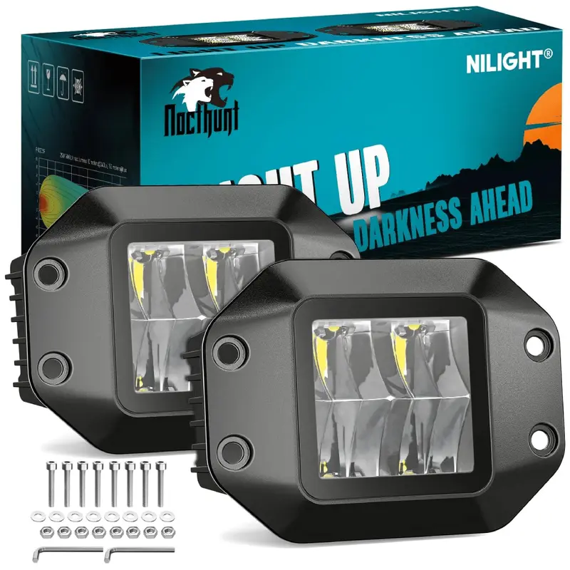 4.7 Inch 4LED Flood Flush Mount Grill Incline Design LED Pod Lights (Pair)
