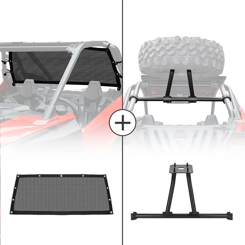 Soft Rear Window Net & Spare Tire Carrier for Polaris RZR PRO XP 2020-2024