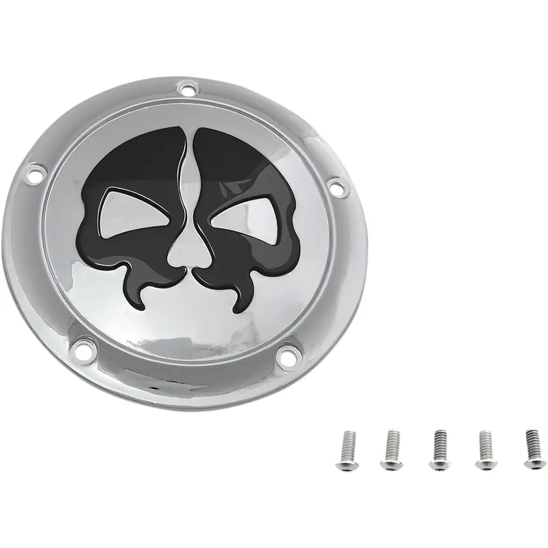 DRAG SPECIALTIES Split Skull Derby Cover - Chrome - 5-Hole 78043B2