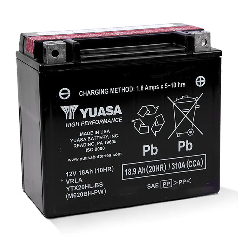 YTX20HL-BS-PW DG Battery w acid Made USA Yuasa. Alt: YB16CLB (EYTX20HLBSPWPK)