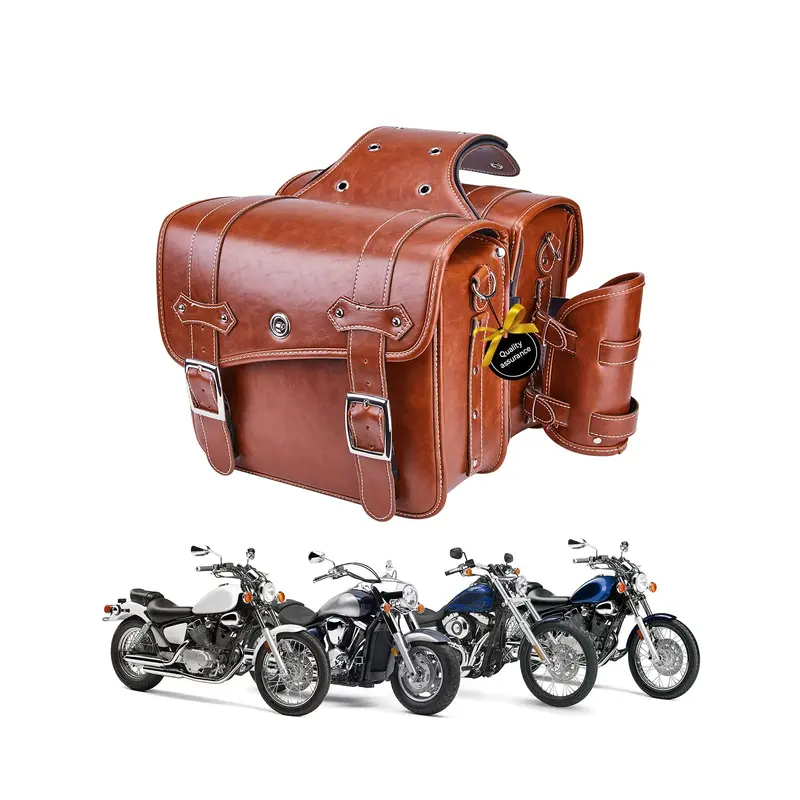 Motorcycle PU Leather Saddlebag for Softail Dyna Road King V-star Shadow