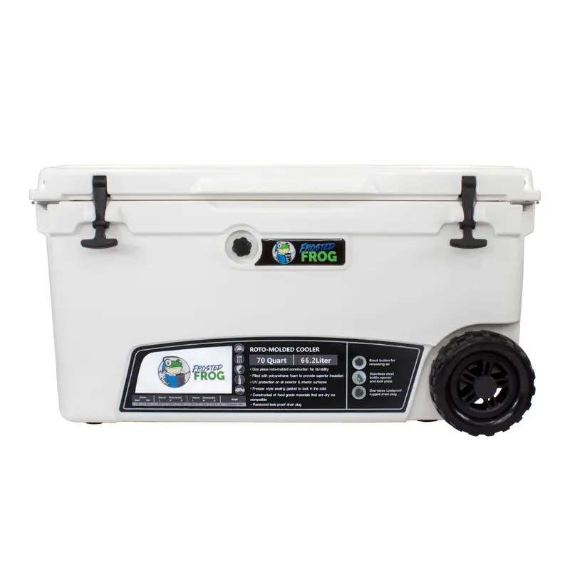 Frosted Frog 70 QT Cooler with Wheels  White, 70QT