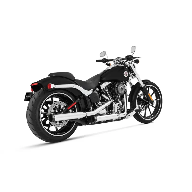 3" Softail Slip-Ons Chrome with Black Straight End Cap - Fitment 1