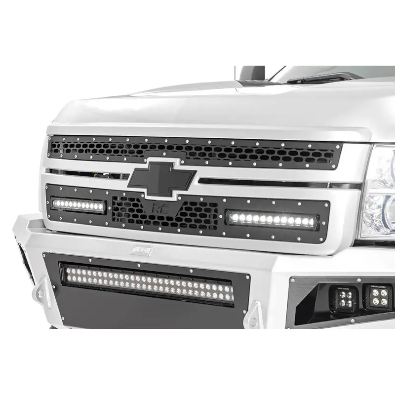 Mesh Grille | 12" Single Row LED Pair | Black | Chevy Silverado 2500 HD/3500 HD (11-14) | 70155