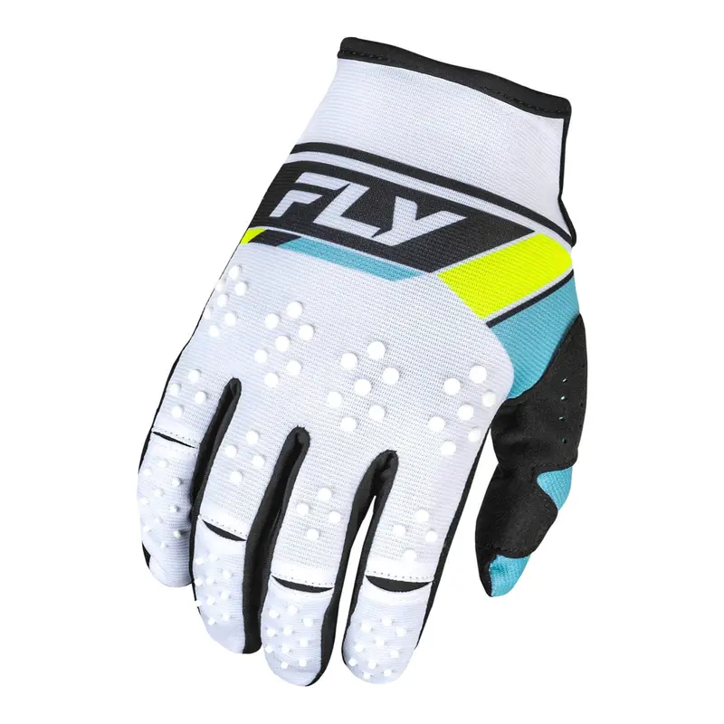 FLY Racing Kinetic Prix Gloves - White / Black / Hi-Vis