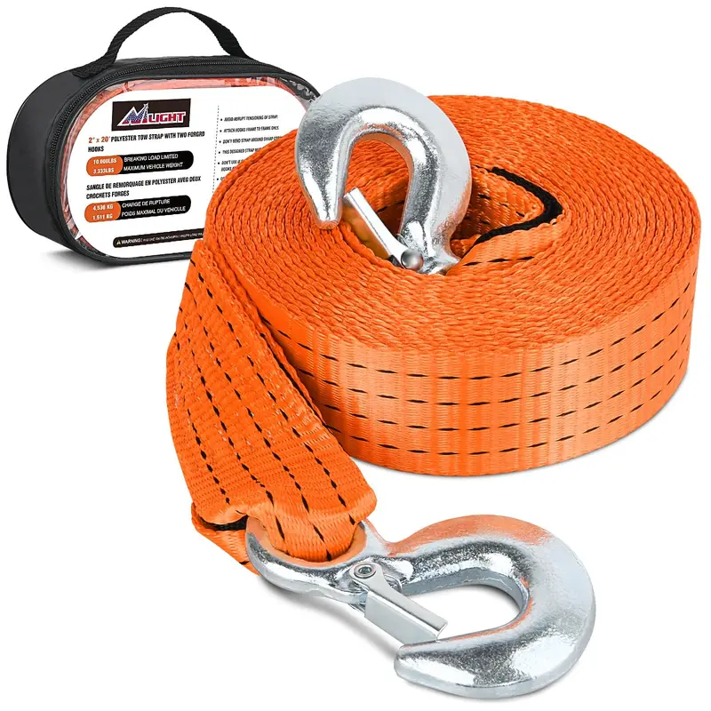 2 x 20Inch Heavy Duty Tow Strap with Safety Hooks