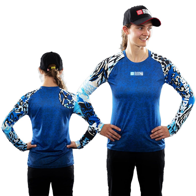 Rubber Side Down Women's Jungle Long Sleeve Jersey - Women's M - Blue