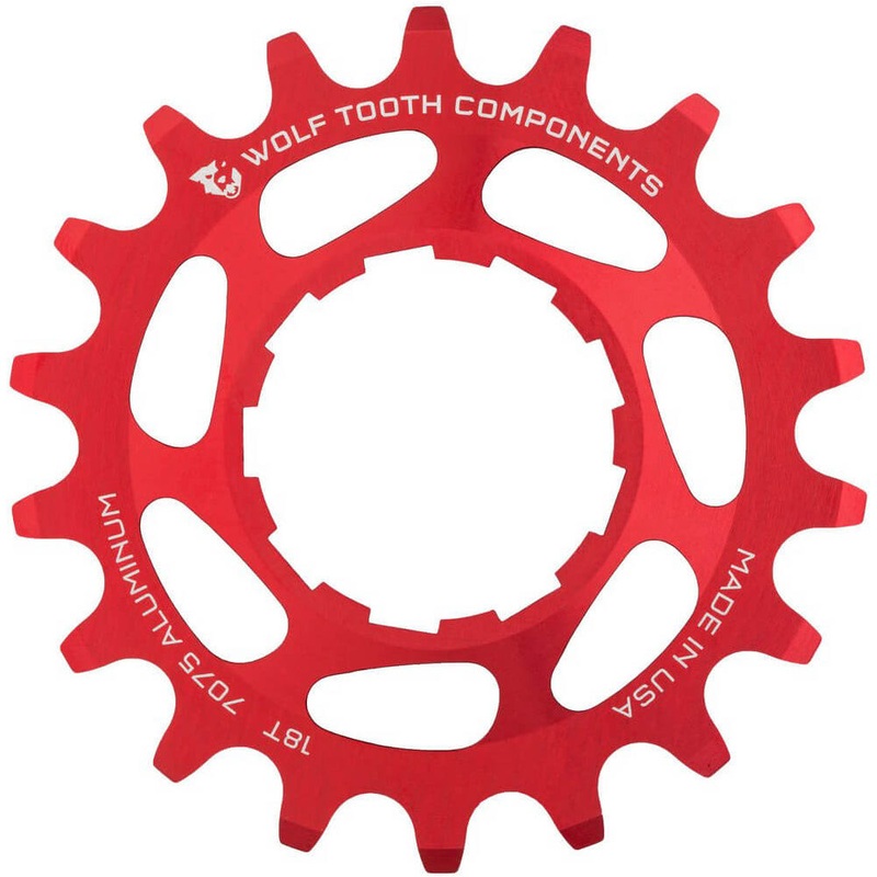Wolf Tooth Aluminium Single Speed Cog - Shimano HG Splined - Red - Single Speed - 18T